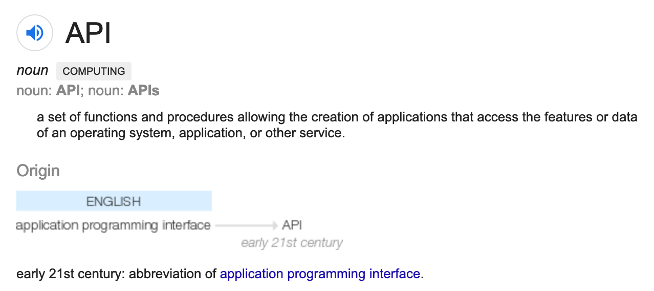 Definition: Application Programming Interface
