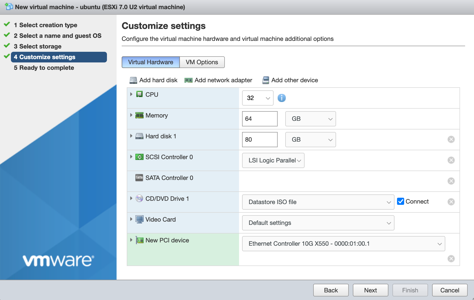 VMWare ESXi - New Virtual Machine Wizard